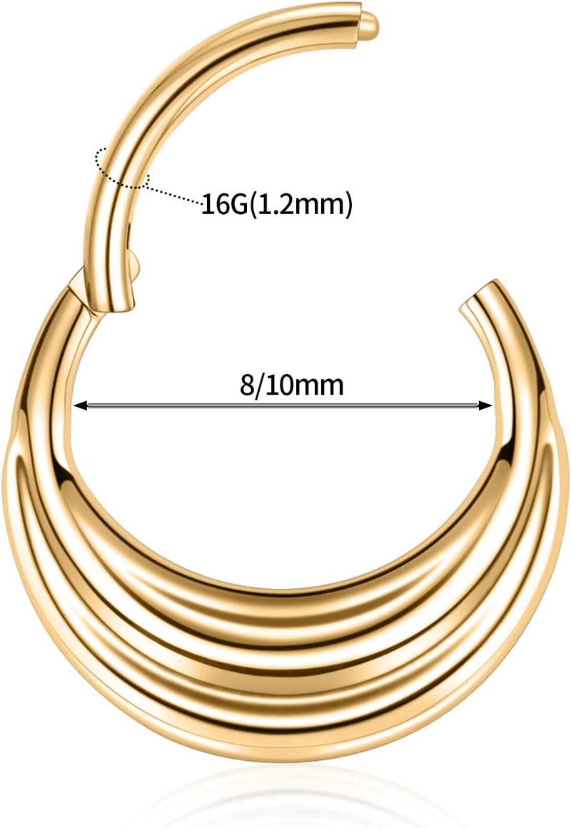 FUNLMO Store 316L Surgical Steel Septum Ring Nose Ring Hoop Hypoallergenic Daith Cartilage Conch Tragus Rook Earlobe Piercing Jewerly for Women Men - Image 2
